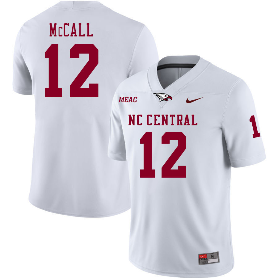 Men-Youth #12 Quentin McCall North Carolina Central Eagles 2023 College Football Jerseys Stitched-Wh